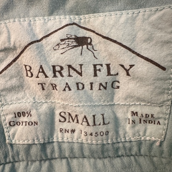 Barn Fly Trading Size Small Light Turquoise Bucking Horse Button Up Shirt - Picture 8 of 8